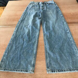 Hey Joanie Wide Legs Straight Jeans Women 25 Blue High Rise Medium Wash Baggy